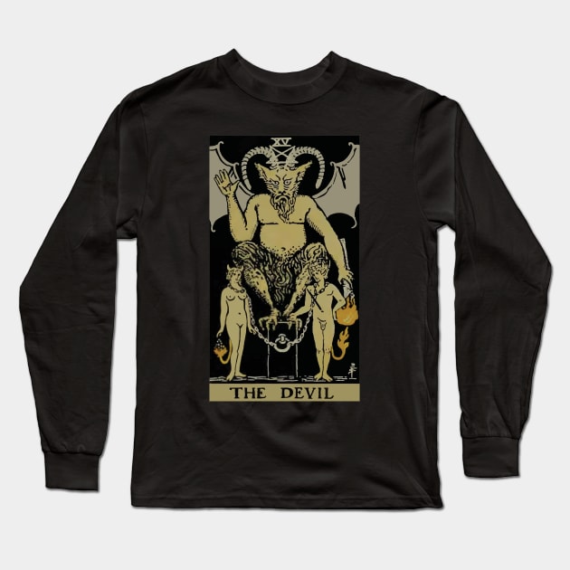 The Devil Tarot Card Long Sleeve T-Shirt by VintageArtwork